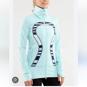 Lululemon Instride Jacket Size 4 Light Blue Striped Omega Logo